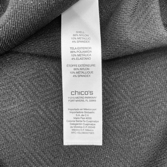 Chico's Women's Tunic Blouse, Black Shimmer, Pullover, Sz. 2 (Med.) - Picture 5 of 11